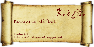 Kolovits Ábel névjegykártya
