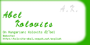 abel kolovits business card
